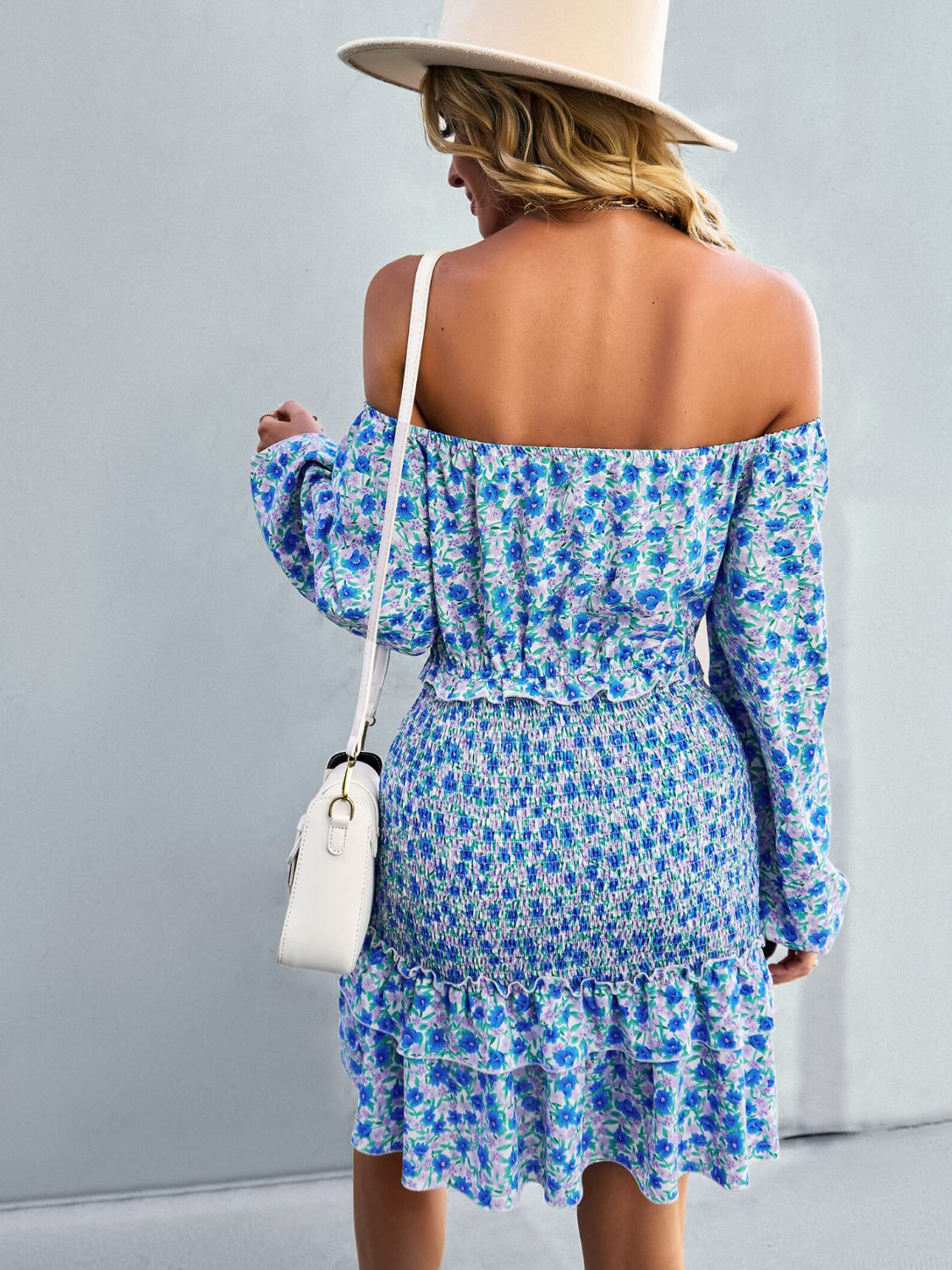 Floral Smocked Off-Shoulder Ruffled Dress