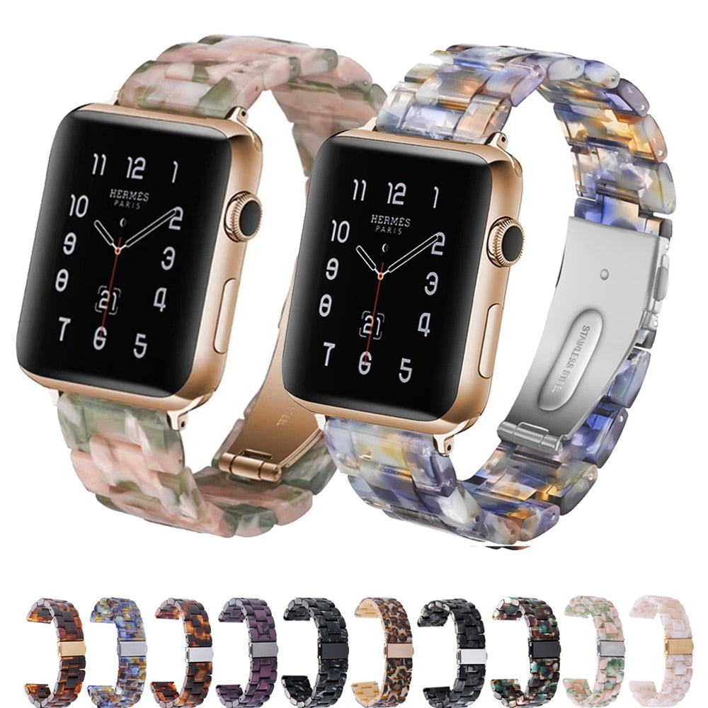 Transparent Resin Apple Watch Band for Apple Watch 7 6 5 4 45mm 42/44mm Strap