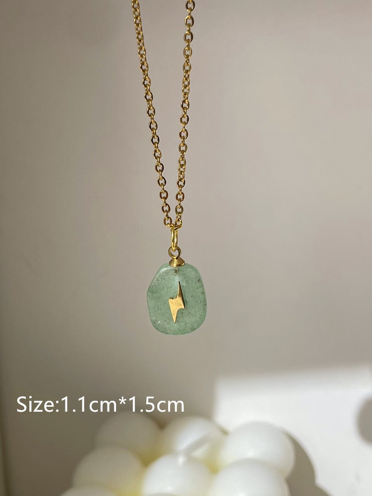 Pendant Green Stone Gold Necklace