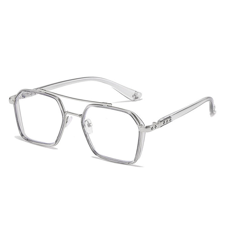 NEW Double Bridge Square Anti-blue Light Glasses Women Men Vintage