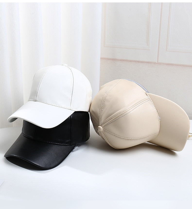 NEW Adult Faux Leather Baseball Cap Adjustable