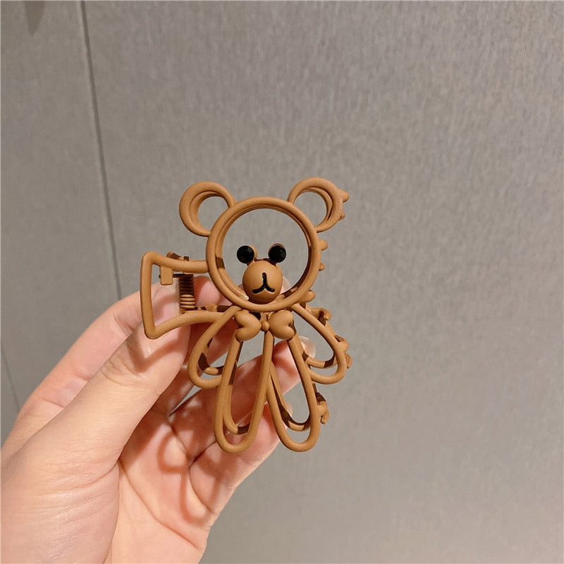 New Metal Bear Hollow  Hair Clip