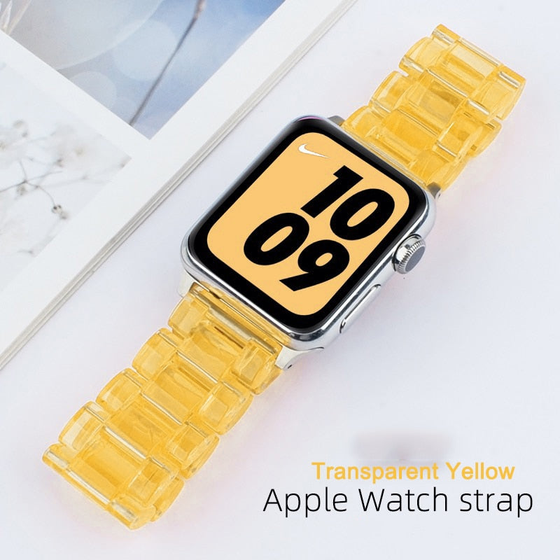 Transparent Resin Apple Watch Band for Apple Watch 7 6 5 4 45mm 42/44mm Strap