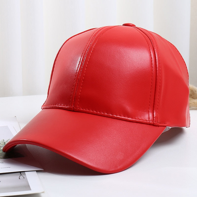 NEW Adult Faux Leather Baseball Cap Adjustable