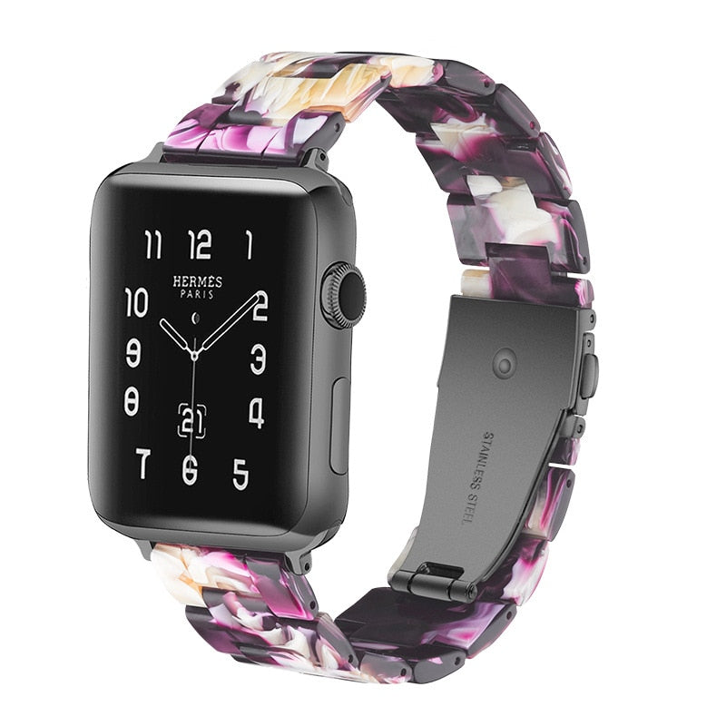 Transparent Resin Apple Watch Band for Apple Watch 7 6 5 4 45mm 42/44mm Strap