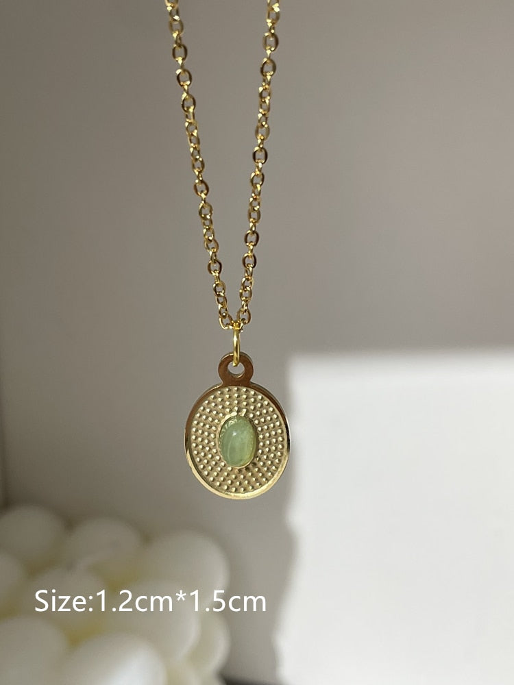 Pendant Green Stone Gold Necklace