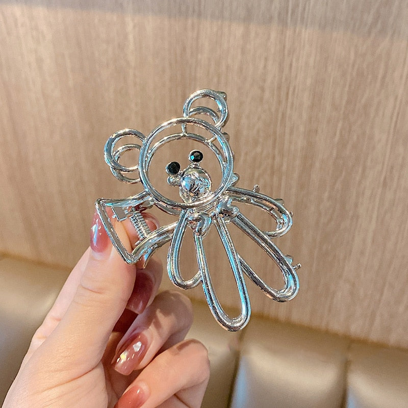 New Metal Bear Hollow  Hair Clip