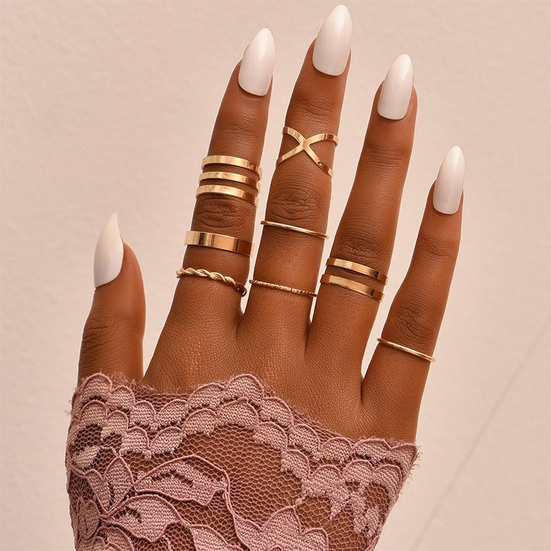 Gold Bohemian Rings Set