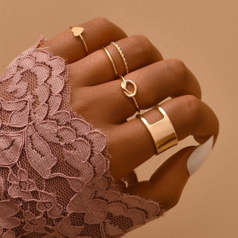 Gold Bohemian Rings Set