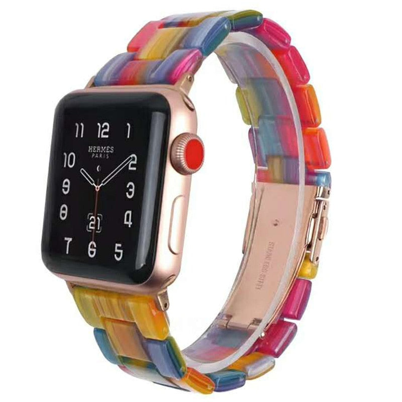 Transparent Resin Apple Watch Band for Apple Watch 7 6 5 4 45mm 42/44mm Strap