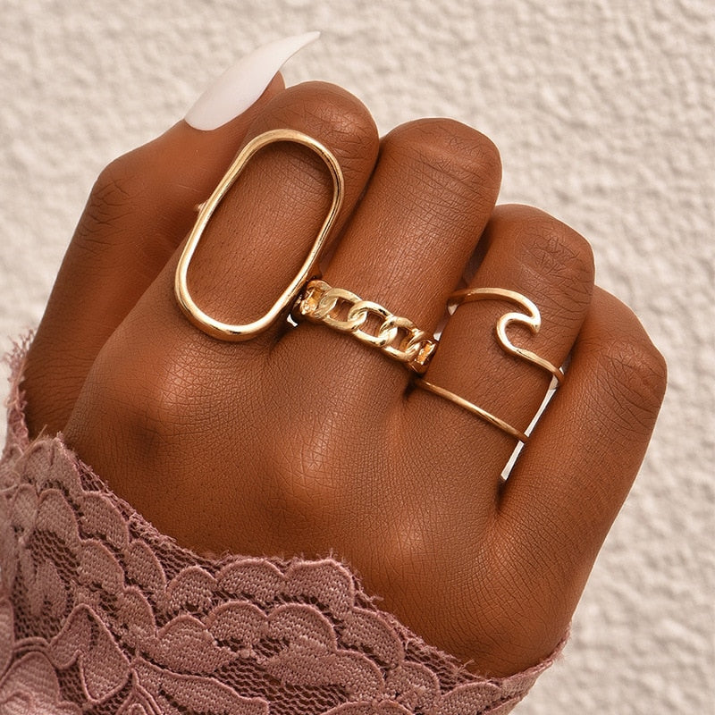 Gold Bohemian Rings Set