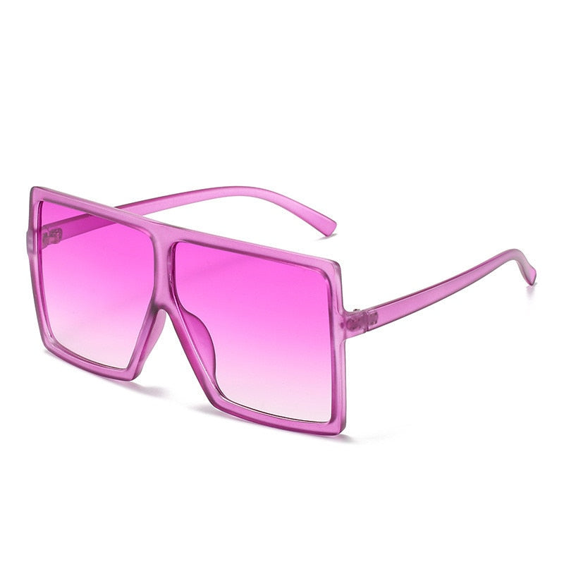 Oversized Square Sunglasses Women New Trendy Flat Top  Gradient Shades UV400