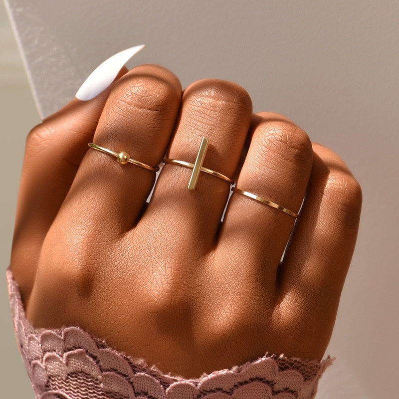 Gold Bohemian Rings Set