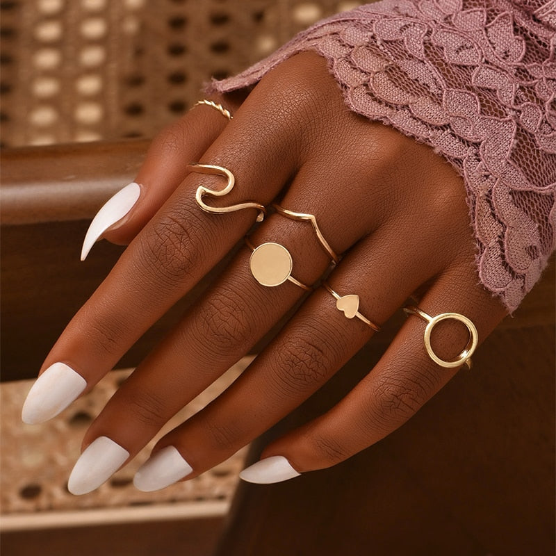 Gold Bohemian Rings Set