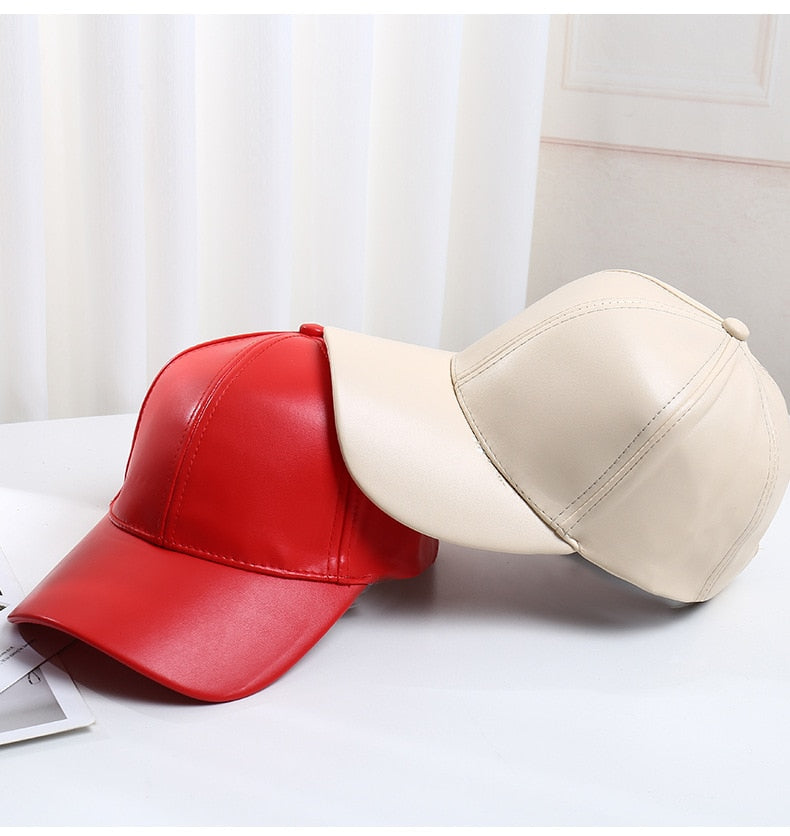 NEW Adult Faux Leather Baseball Cap Adjustable