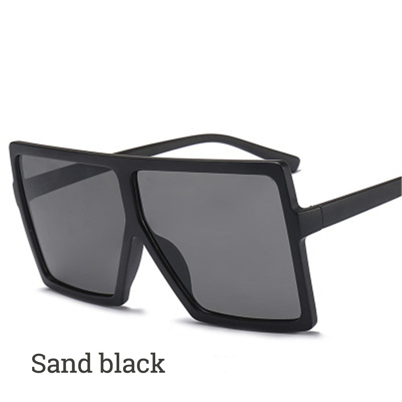 Oversized Square Sunglasses Women New Trendy Flat Top  Gradient Shades UV400