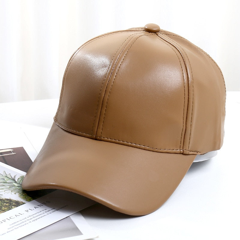 NEW Adult Faux Leather Baseball Cap Adjustable