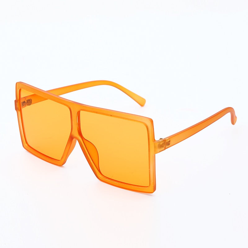 Oversized Square Sunglasses Women New Trendy Flat Top  Gradient Shades UV400