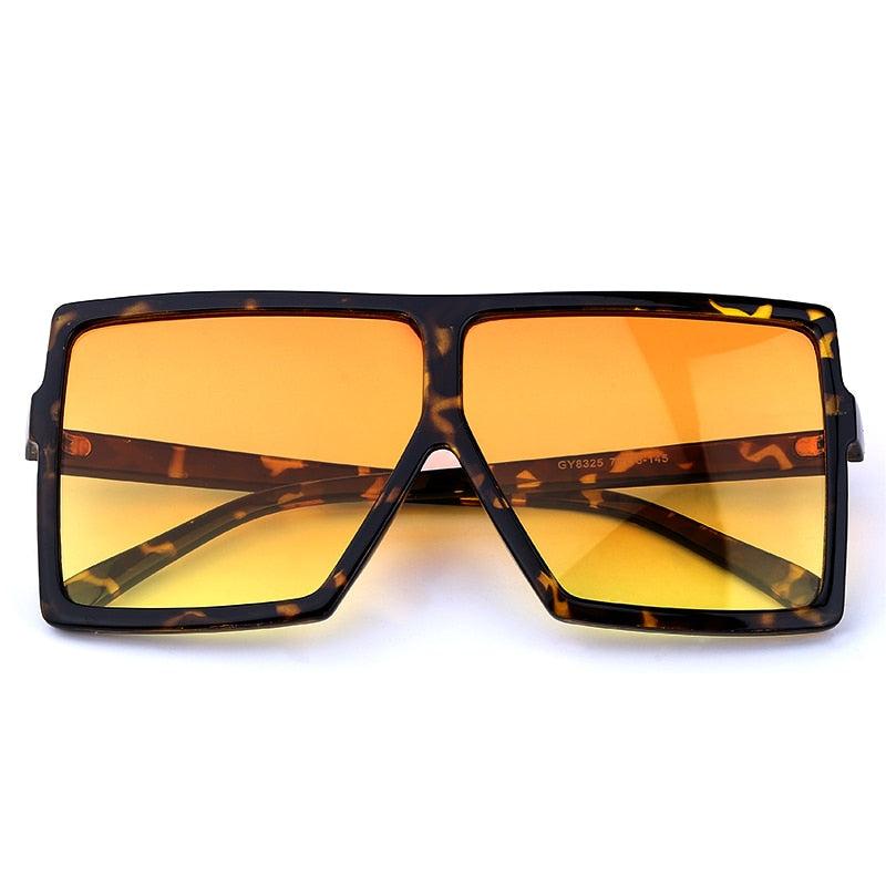 Oversized Square Sunglasses Women New Trendy Flat Top  Gradient Shades UV400