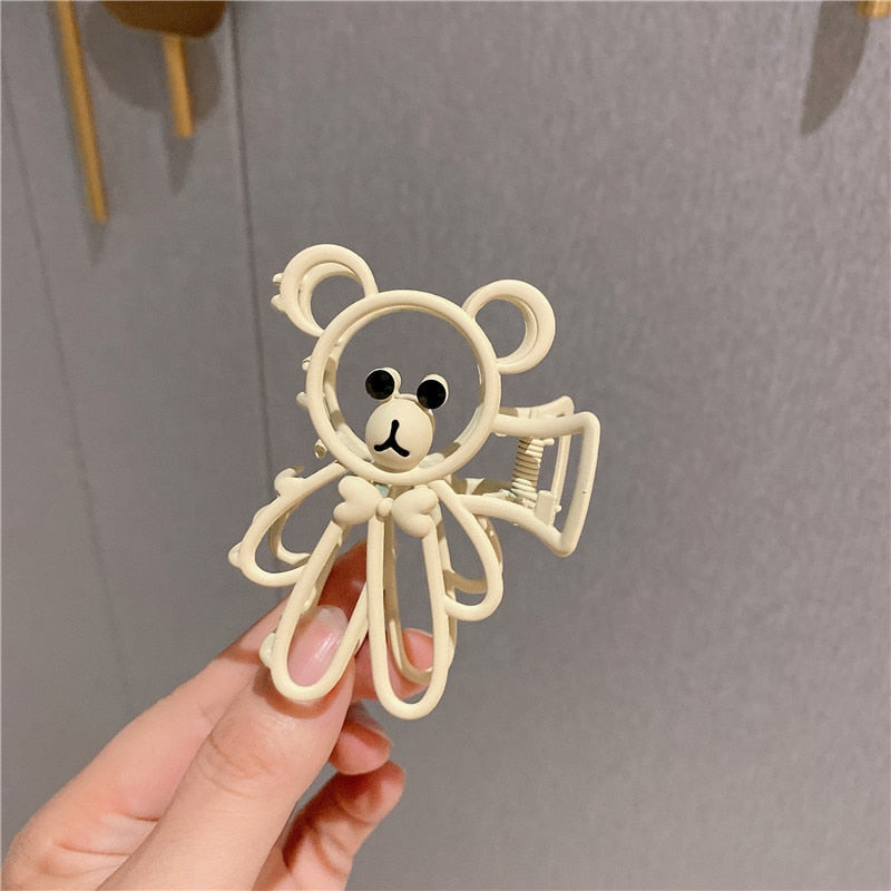 New Metal Bear Hollow  Hair Clip