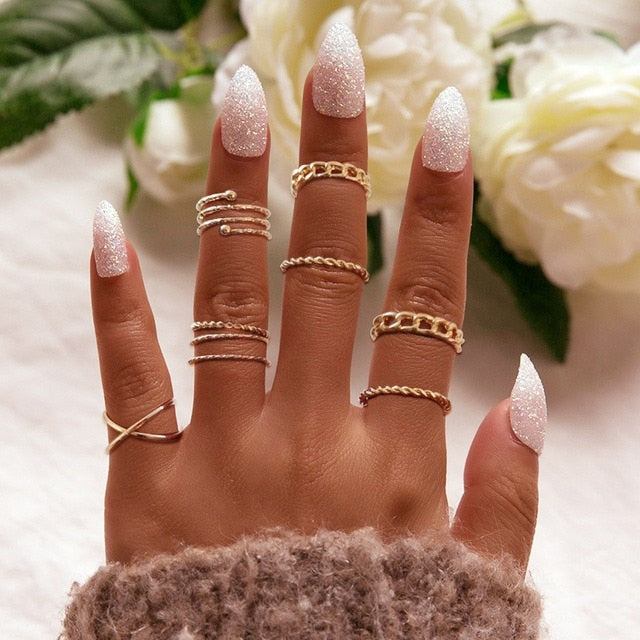 Gold Bohemian Rings Set