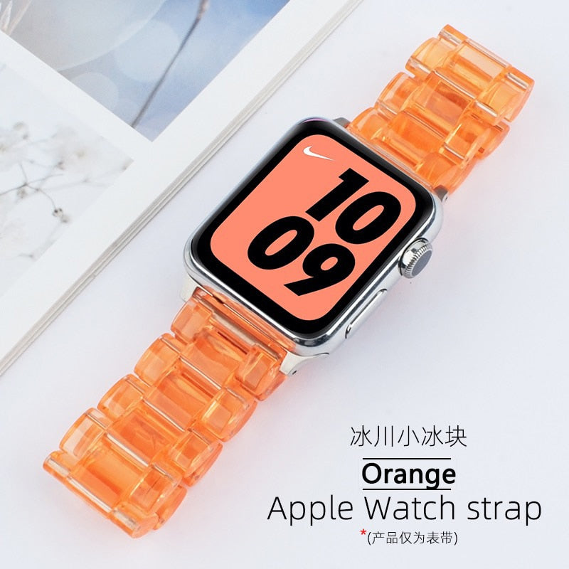 Transparent Resin Apple Watch Band for Apple Watch 7 6 5 4 45mm 42/44mm Strap