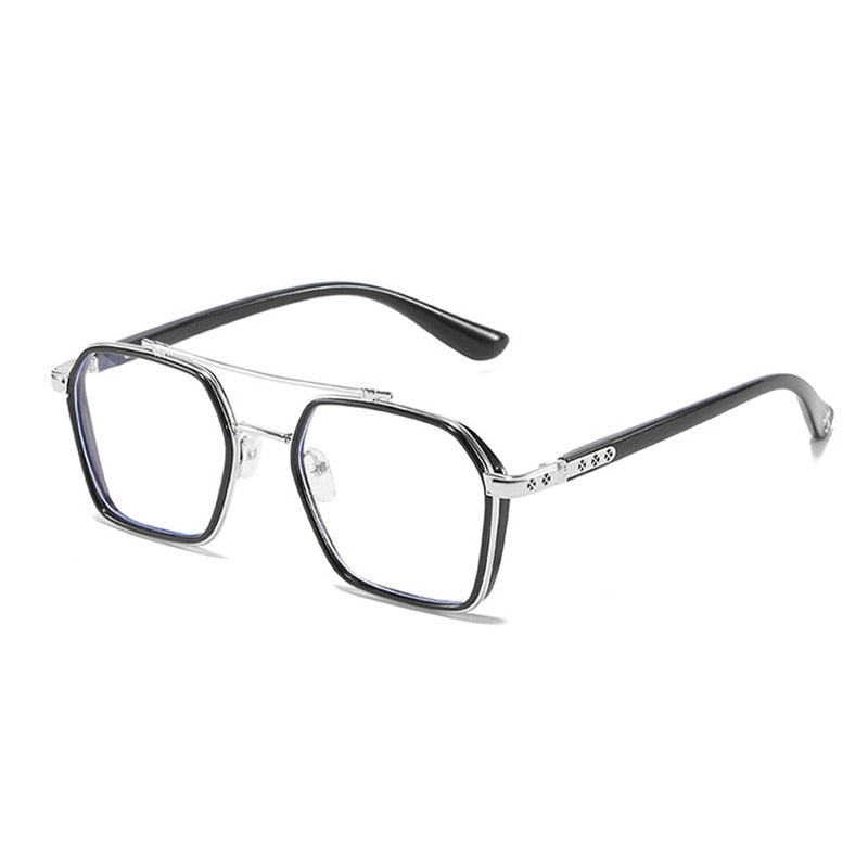 NEW Double Bridge Square Anti-blue Light Glasses Women Men Vintage