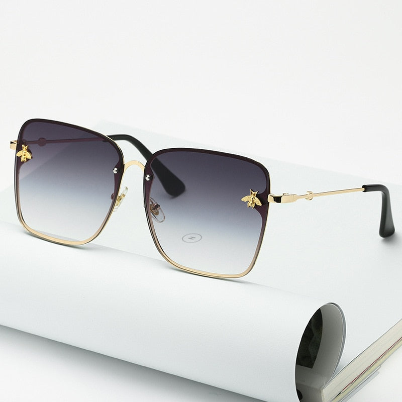 NEW Oversized Rimless Square Bee Sunglasses