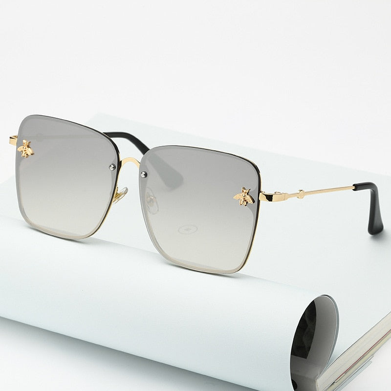 NEW Oversized Rimless Square Bee Sunglasses