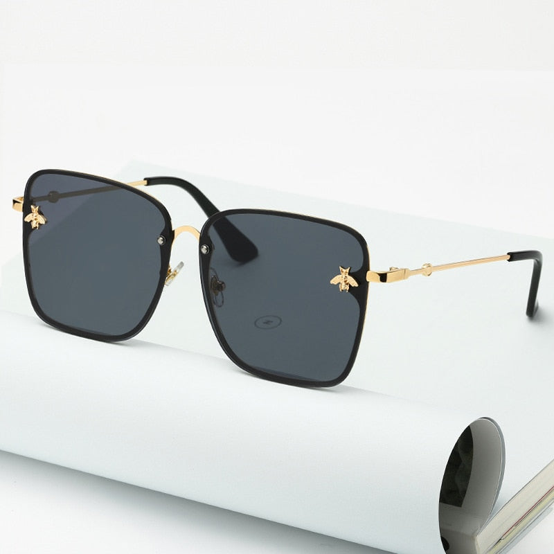 NEW Oversized Rimless Square Bee Sunglasses