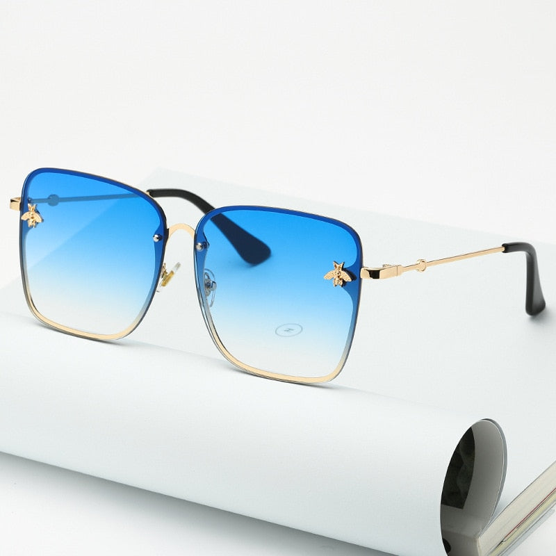 NEW Oversized Rimless Square Bee Sunglasses