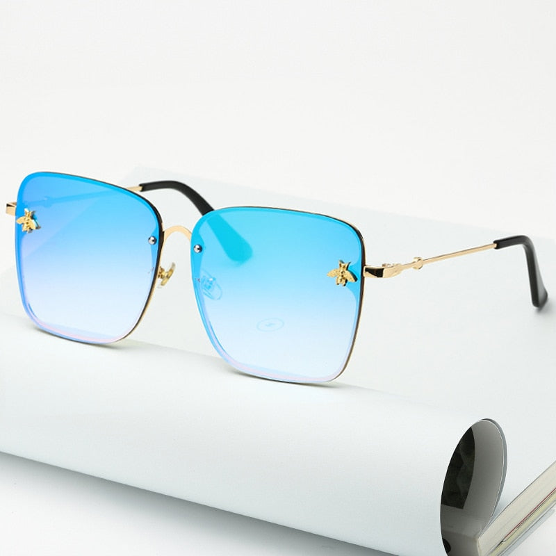 NEW Oversized Rimless Square Bee Sunglasses