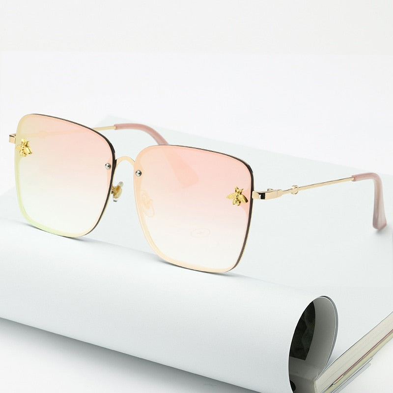 NEW Oversized Rimless Square Bee Sunglasses