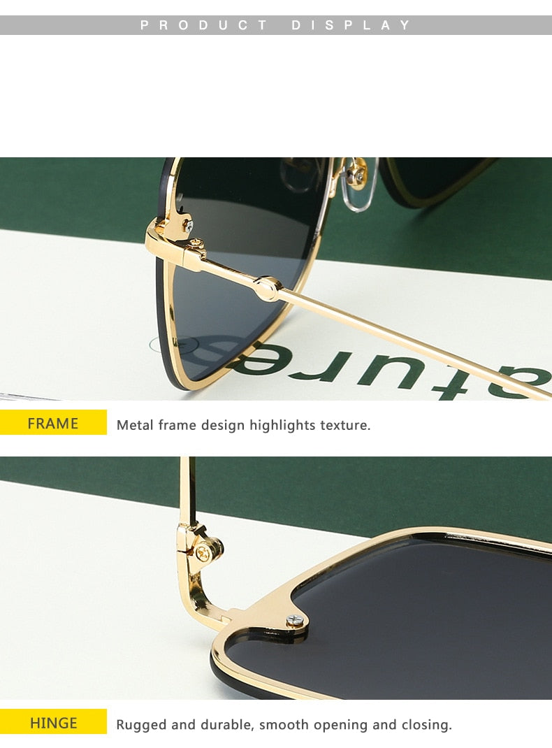 NEW Oversized Rimless Square Bee Sunglasses