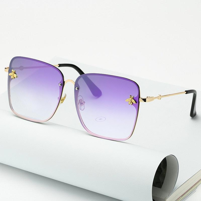 NEW Oversized Rimless Square Bee Sunglasses