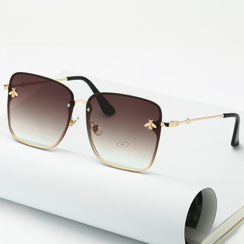 NEW Oversized Rimless Square Bee Sunglasses