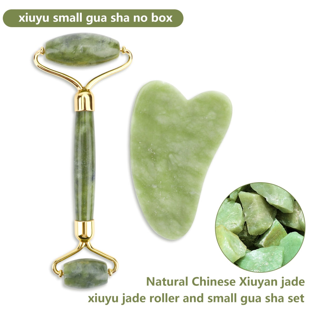 Natural Rose Quartz Jade Roller Gua Sha Face Lifting Beauty Massage Tools