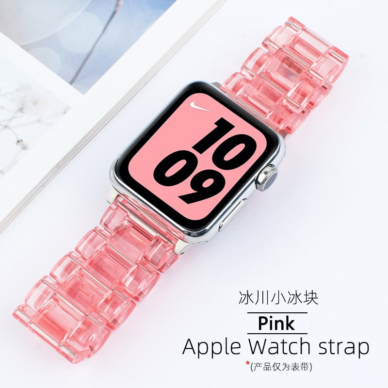 Transparent Resin Apple Watch Band for Apple Watch 7 6 5 4 45mm 42/44mm Strap