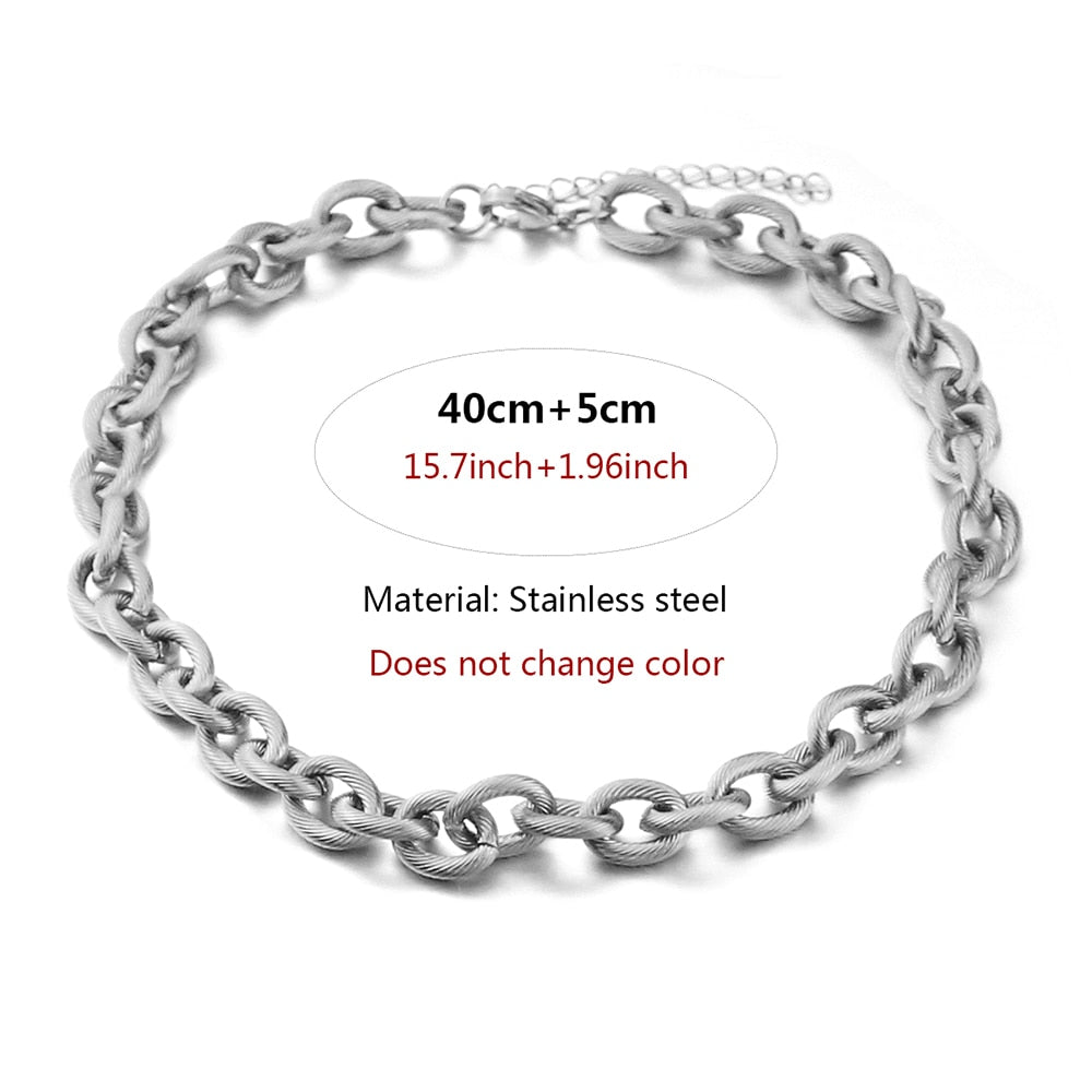 NEW Miami Cuban Thick Choker Necklace Punk Charm Chunky Heavy Metal Necklace and  Bracelet for Men Women Jewelry