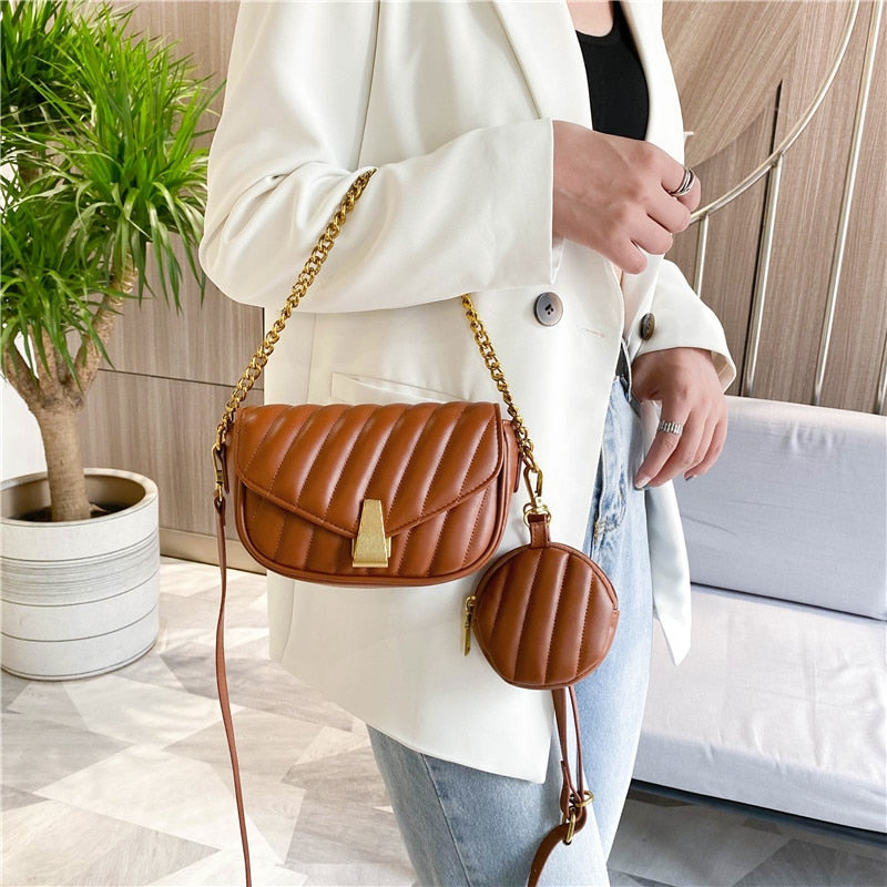 Retro Leather Messenger Bag with coin purse