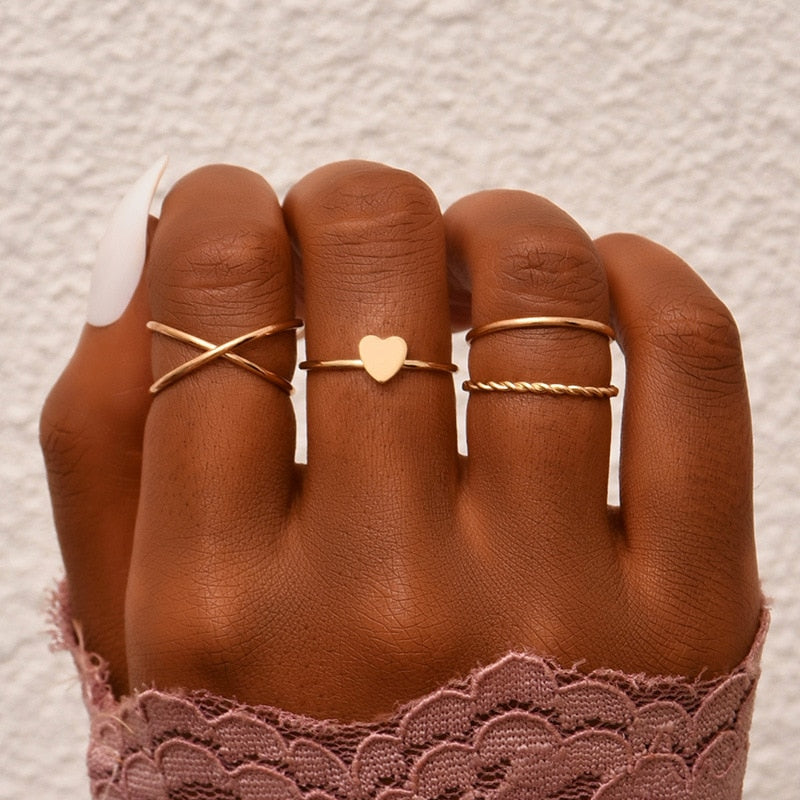 Gold Bohemian Rings Set