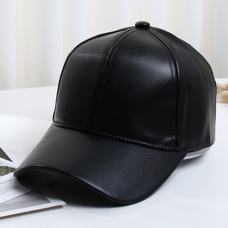 NEW Adult Faux Leather Baseball Cap Adjustable