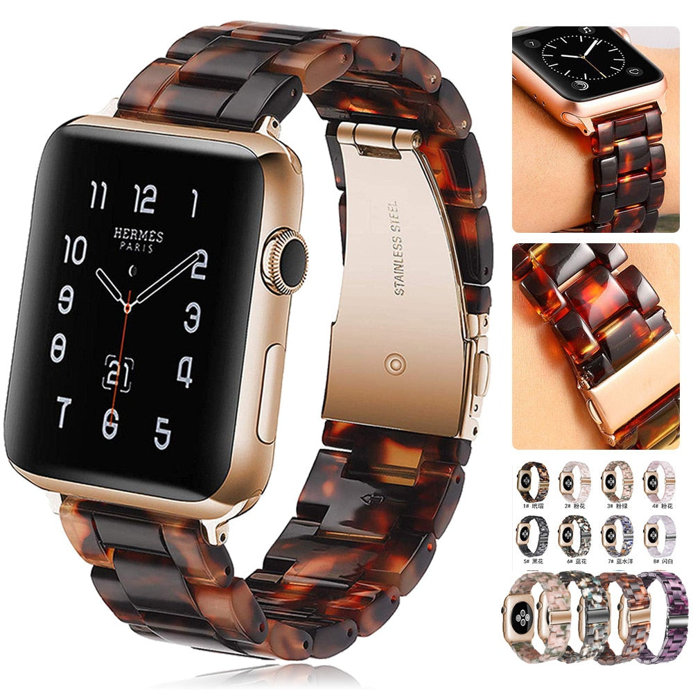 Transparent Resin Apple Watch Band for Apple Watch 7 6 5 4 45mm 42/44mm Strap