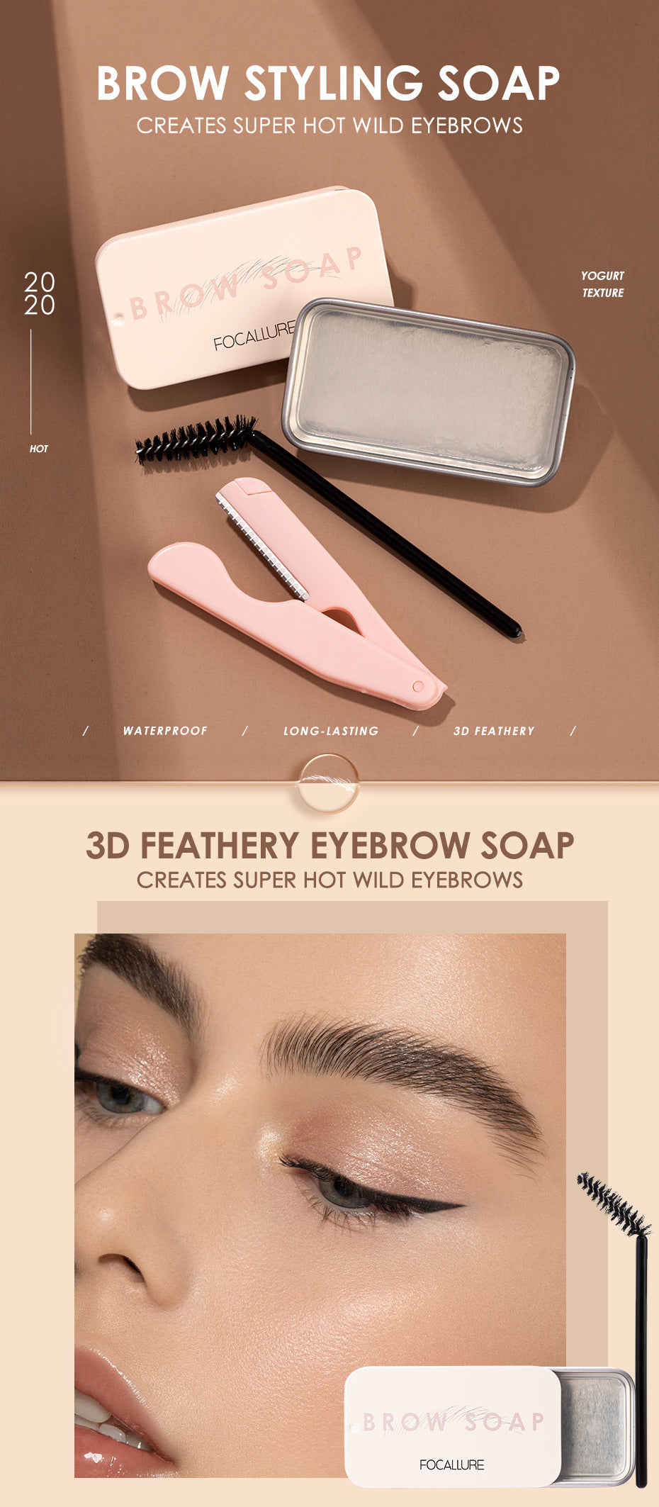 Waterproof Eyebrow Gel Wax Long-Lasting 3D Feathery Wild Styling Soap For Eye Brows