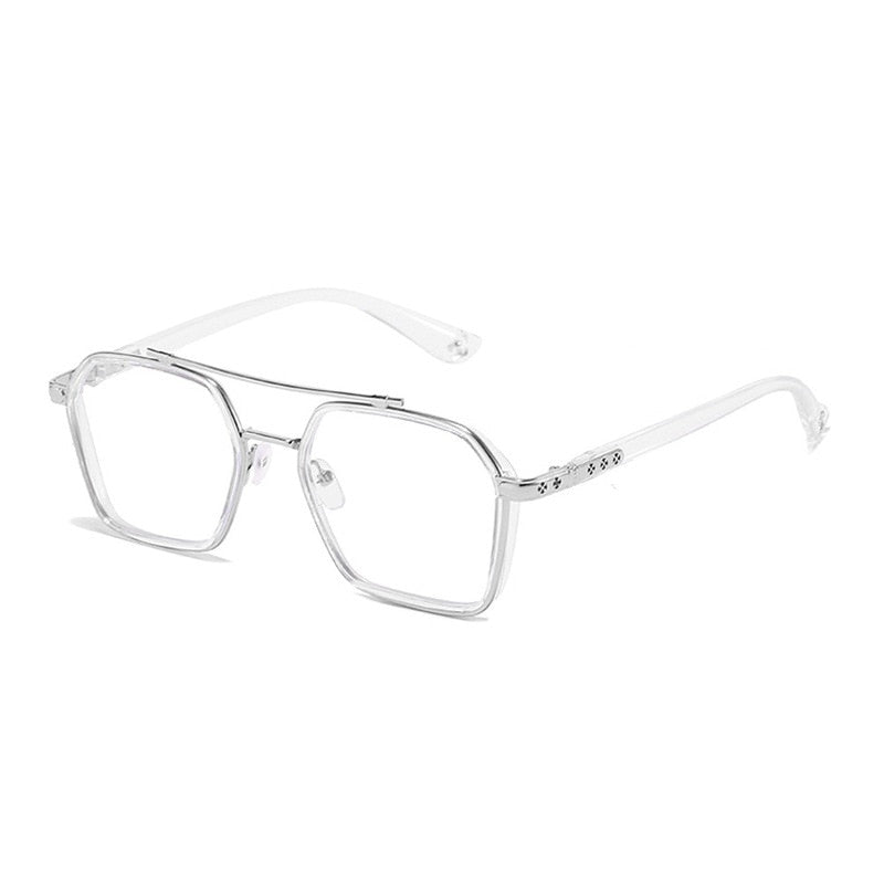 NEW Double Bridge Square Anti-blue Light Glasses Women Men Vintage