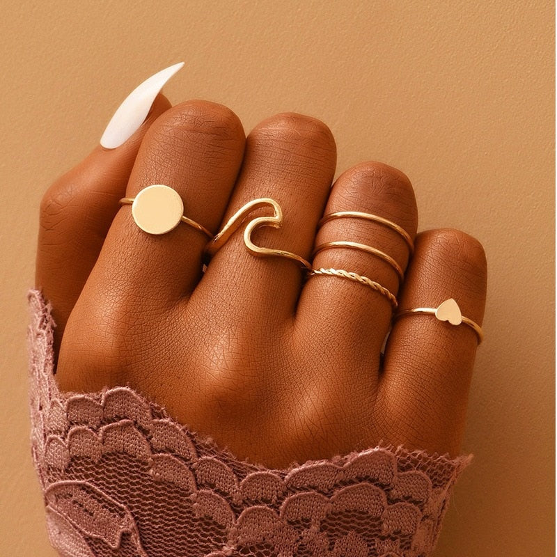 Gold Bohemian Rings Set