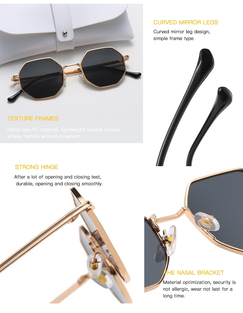 NEW Polygon Metal Sunglasses Vintage Frame