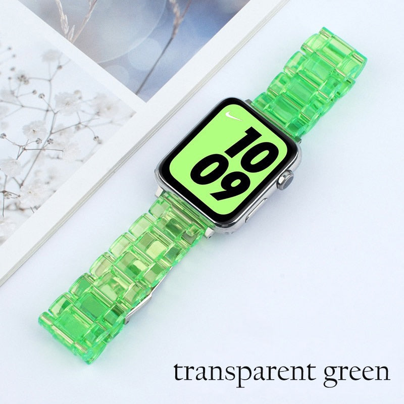 Transparent Resin Apple Watch Band for Apple Watch 7 6 5 4 45mm 42/44mm Strap