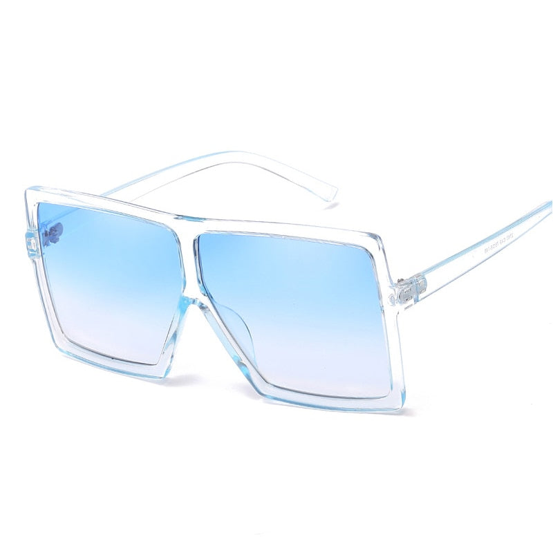 Oversized Square Sunglasses Women New Trendy Flat Top  Gradient Shades UV400