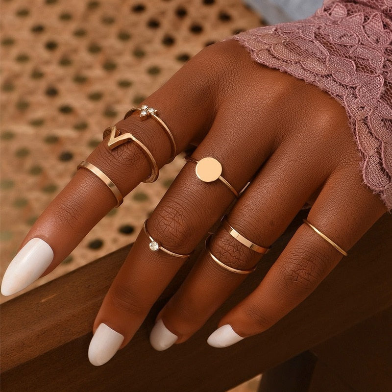 Gold Bohemian Rings Set